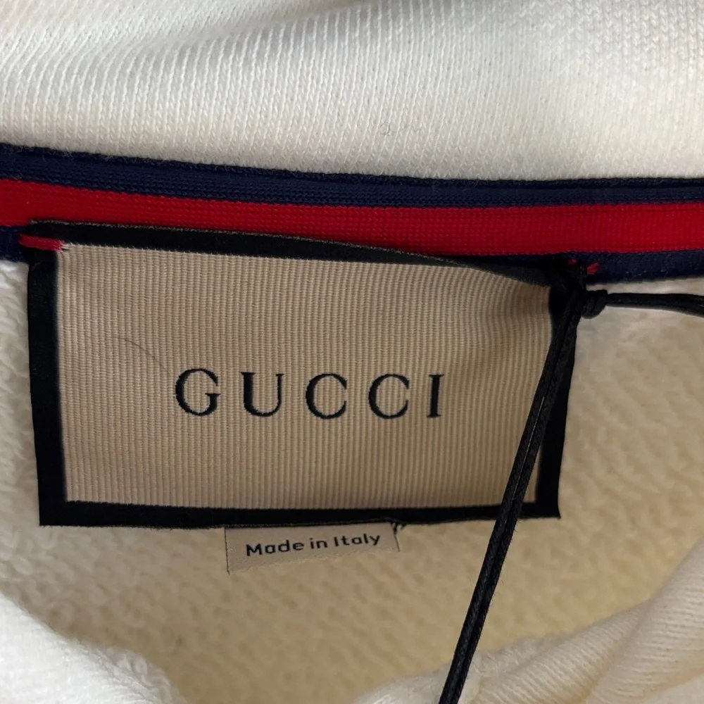Gucci Interlocking G Embroidery Cotton Hooded Sweatshirt sz L